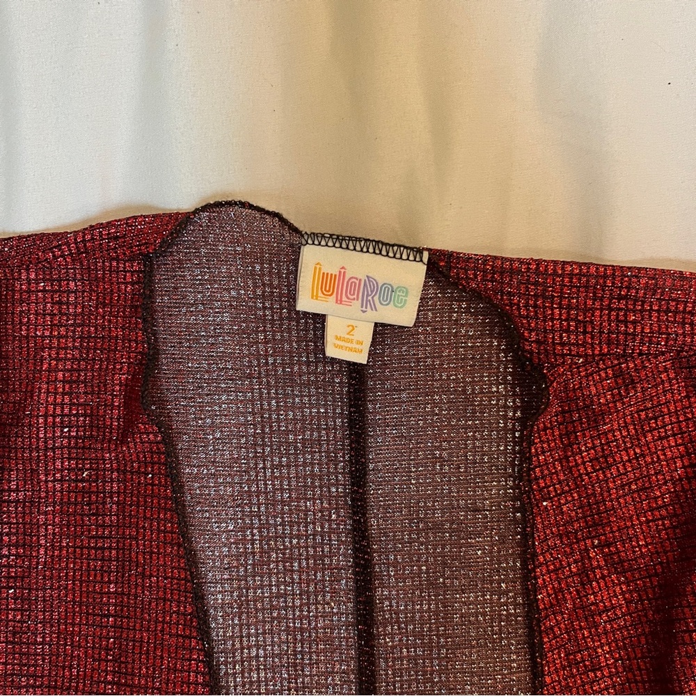 Lularoe Bianka Bright Red Shiny Coverup,‎ size 2, new with tags NWT - Picture 3 of 4